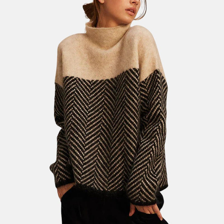 Eva | Structured Two-Tone Knit Sweater